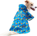 NACOCO Large Dog Raincoat Adjustable - Pet Dinosaurs Water Proof Clothes Lightweight Rain Jacket Poncho Hoodies with Strip Reflective Blue (M, Blue Dinosaur)