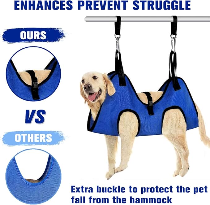 Pet Dog Grooming Hammock for Nail Trimming,Dog Restraint Hanging Harness for Nail Clipping,Dog Grooming Sling for Large Dogs with Nail Clippers/Nail File/Pet Comb,Claw Care(XXL for 90lb)