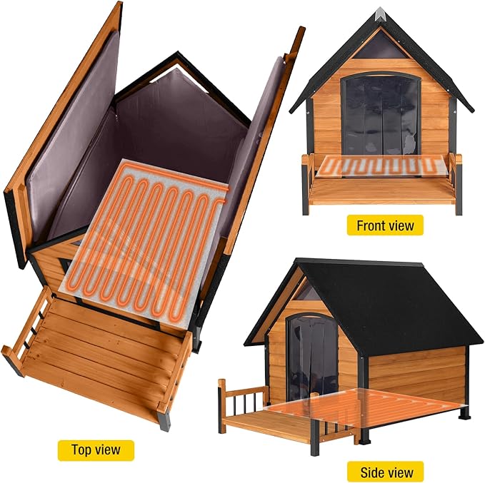 Dog House Outdoor, Chew-Proof Metal Frame Dog Kennel Shelter for Large Breeds,Weatherproof (Brown-H, Extra Large)