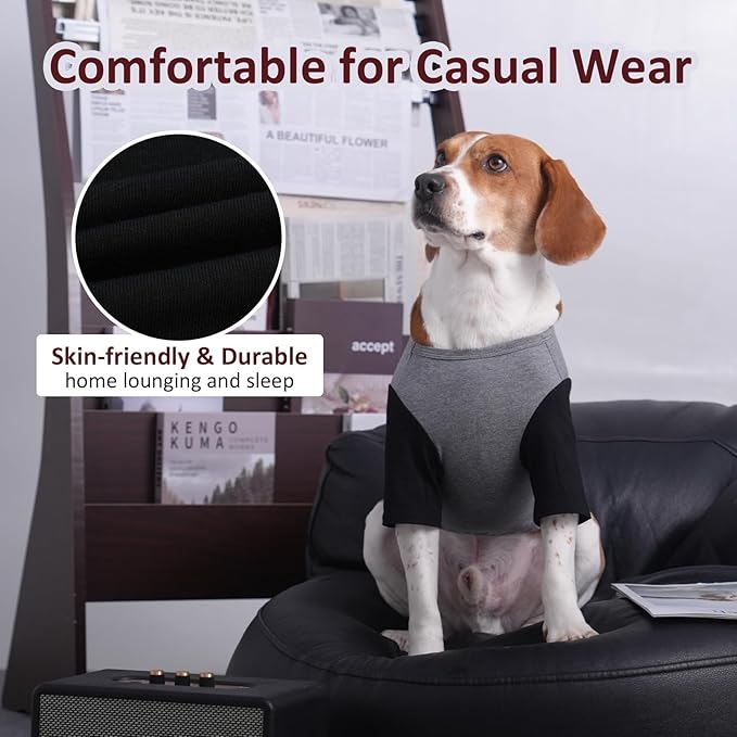 2 Pack Shirts for Large Dogs 4XL - Lightweight Breathable Summer Cool Tees, Prevent Overheating Dog Clothesfor Doberman, Alaskan Malamute, Travel, Hiking, Beach, Daily Wear, Sleep, GreyBlack