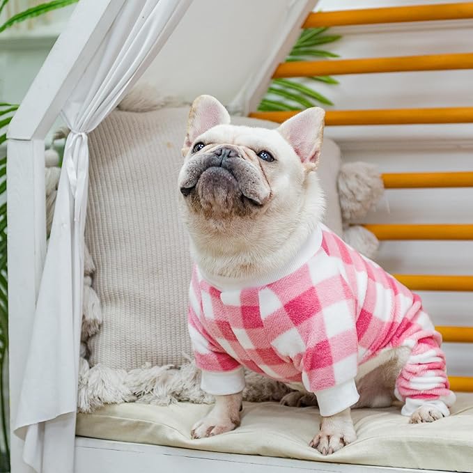 SCENEREAL Dog Pajamas for Medium Dogs Girl - Soft Warm Pet Sweater Clothes, Pink Puppy Onesie Outfits for Doggie Winter Christmas Thanksgiving - Dog Jammies Pjs