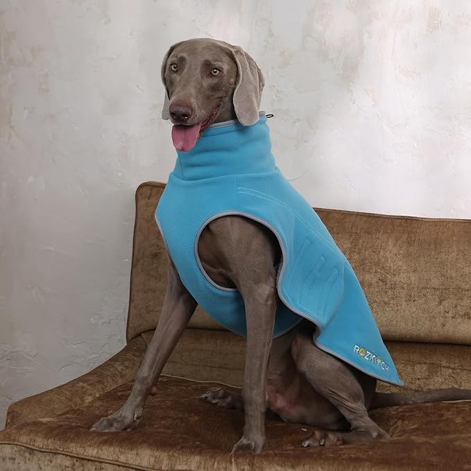 ROZKITCH Reversible Dog Coat Super Warm Fleece Sherpa Sweater with Embroidery, Adjustable Double-Sided Plush Sweatshirt for Small Mdium Large Giant Breeds Bluegreen 4XL