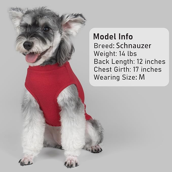 KYEESE 2Pack Waffle Dog Shirts for Large Dogs Stretchy T-Shirts Lightweight Tank Top Sleeveless Striped Shirt Vest Soft Breathable Pet Apparel, XXX-Large, Red+Striped