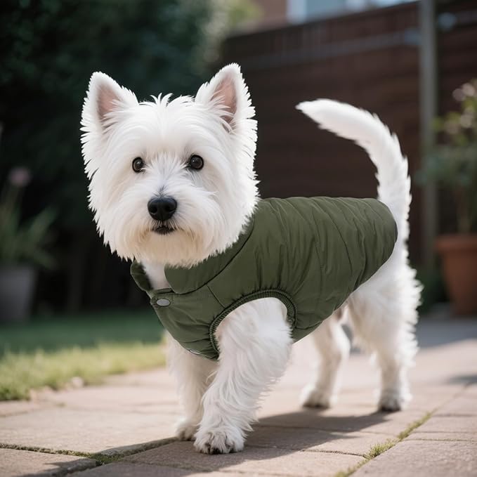 ASENKU Windproof Dog Winter Coat Waterproof Fleece Jacket Cold Weather Pet Apparel for Small Medium Large Dogs (ArmyGreen, 2XL)