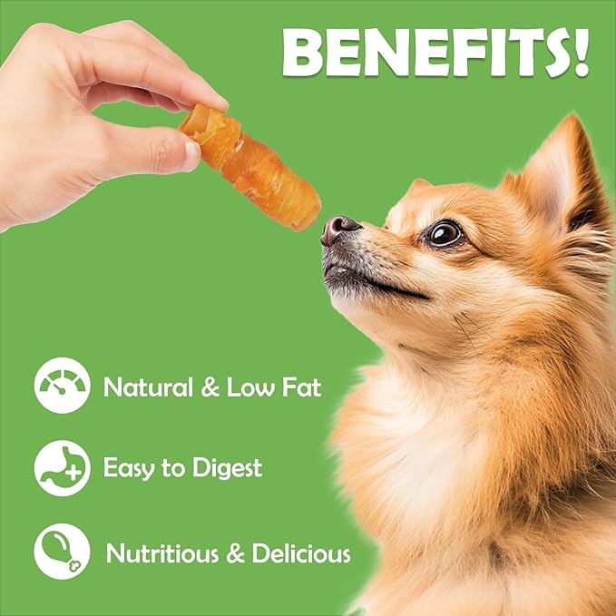 MON2SUN Rawhide Free Dog Treats, 3 Inch Chicken Wrapped Rolls, Low Fat and Training Snacks, Peanut Butter Flavor Chews for Small Dogs, 13.23oz (10 Count - Pack of 1)