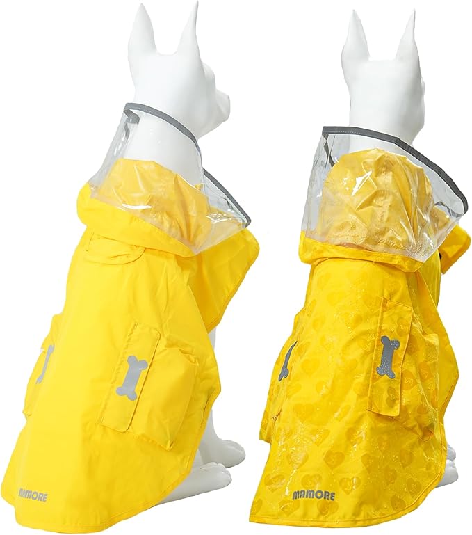 Dog Raincoat,Waterproof Rain Poncho with Hoodie, High Reflective Adjustable Pet Rain Jacket with Leash Hole for Small Medium and Large Dogs (Yellow(Water-Reactive Hydrochromic), Small: 9-13lbs)
