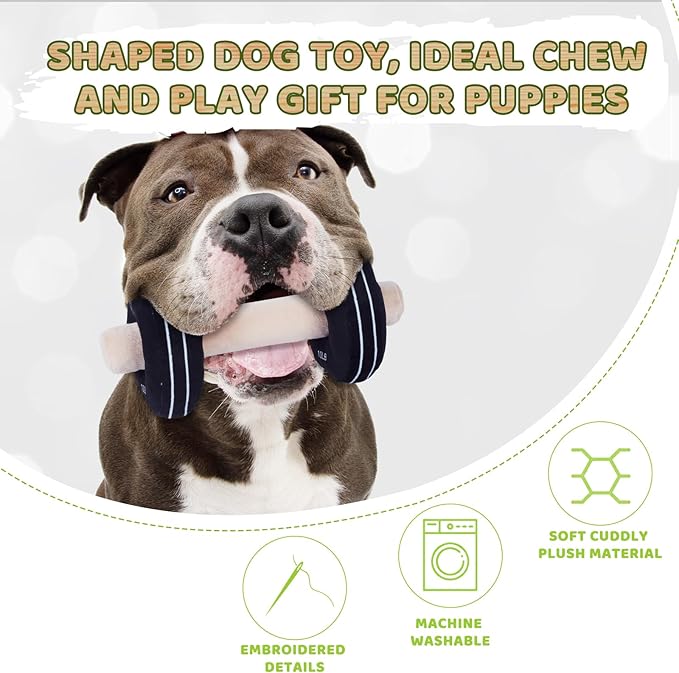 MFC®️Dog Dumbbell | Fun Squeaker Toy | Sports Dog Chew Toy | Durable Toys for Puppies and Adults | Dumbbell with Soft and Safe Material