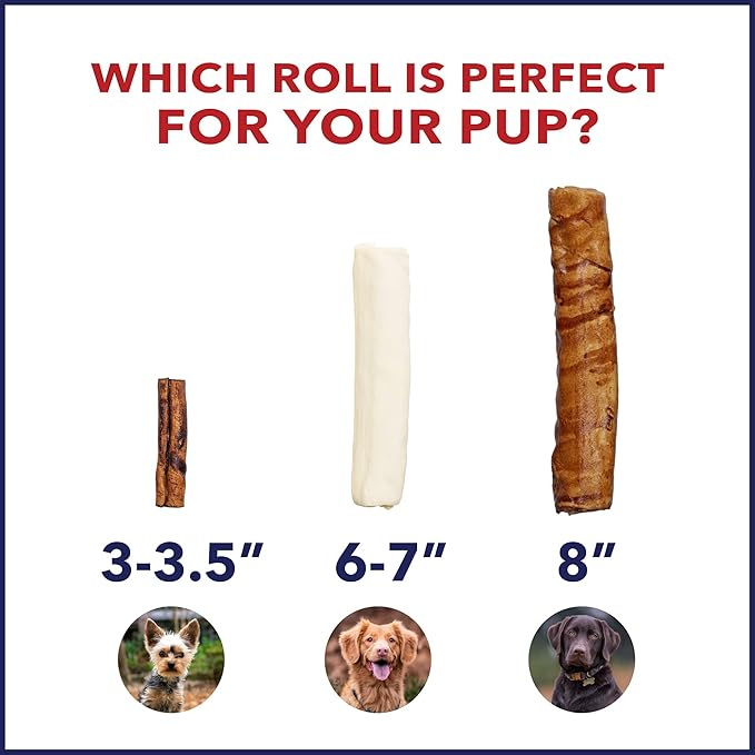 Pet Factory 100% Made in USA Beefhide 8" Rolls Dog Chew Treats - Beef & Chicken Flavor, 10 Count/1 Pack