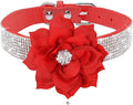 Serijoars Small Dog Collar with Rhinestone Crystal Diamond Colorful Bling Girl Puppy Cat Collars (S, Red6)