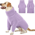 Queenmore Dog Sweater for Small Puppies & Large Dogs - Warm Winter Fall Sweater, Solid Turtleneck Knit with Long Sleeves, Lilac Color, XL