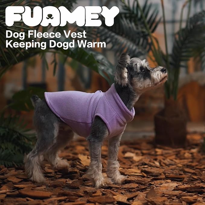FUAMEY Dog Fleece Vest for Small Dogs,Warm Stretchy Dog Sweatshirts Pullover with Leash Hole Dogs Sweater Soft Pet Turtleneck Cozy Pet Vest Lightweight Sleeveless Purple XS