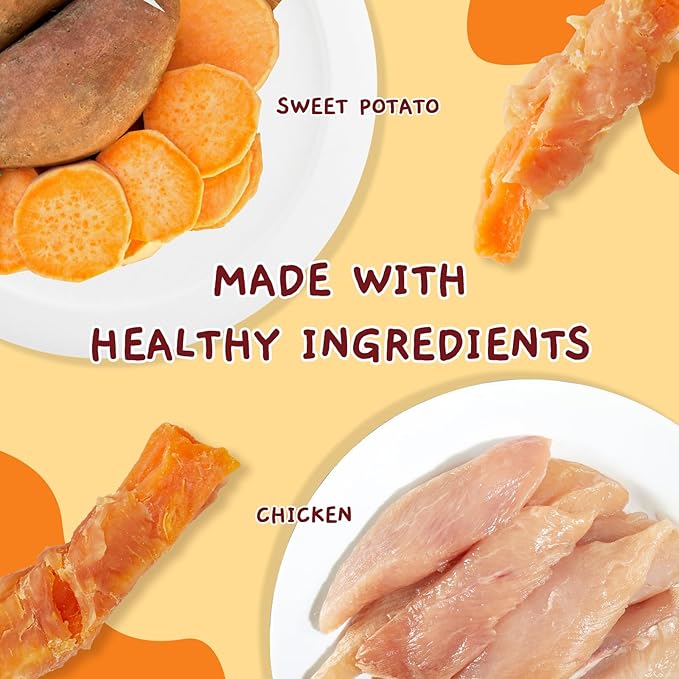 Jungle Calling Chicken & Sweet Potato Dog Treats – Gluten-Free, Grain-Free, High-Protein Natural Chews for Medium/Large Breeds, Edible Pet Snacks,10.6 oz
