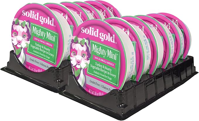 Solid Gold Lil' Boss Wet Dog Food, Turkey and Hearty Vegetable Recipe, Puppy & Adult Dogs of All Activity Levels, Toy and Small, 3.5 oz Cup, 12 Count