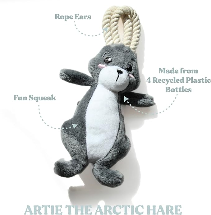 Dog Toys | Plush Toy Arctic Hare Stuffed Animal for Dogs | Jumbo Eco Friendly Toy Made from Non Toxic Materials