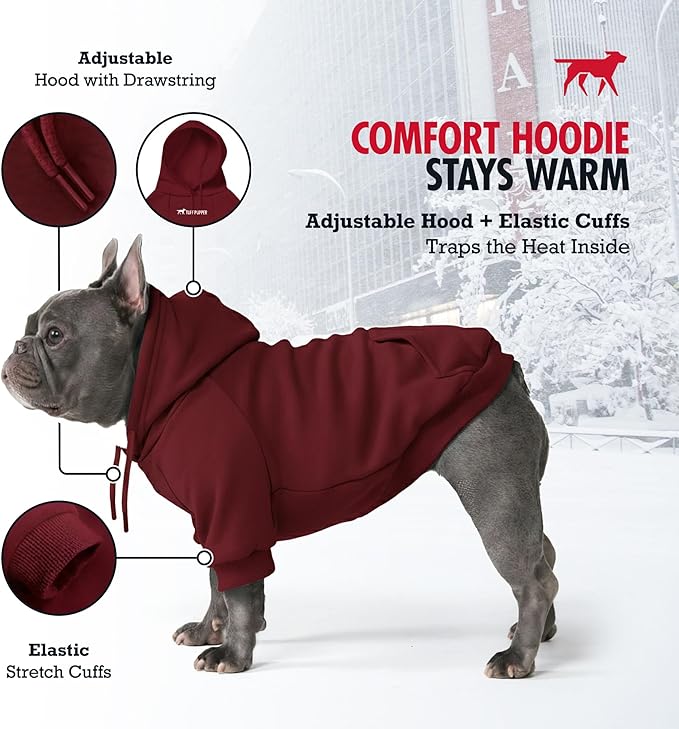 Tuff Pupper Dog Hoodie | Premium Quality 100% Organic Cotton | Ultra Soft Interior for Superior Comfort | Elastic Cuffs & Drawstring for Warmth | Stretch Fit Suitable for All Breeds (Red, 3XL)