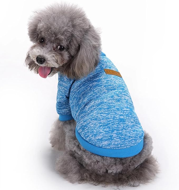 2 Pieces Pet Dog Classic Knitwear Sweater, Fleece Coat for Small,Medium Dogs,Warm Pet Dog Cat Clothes,Soft Puppy Customes for Chihuahua Yorkshire Tzu (Blue Dark Navy,XL)