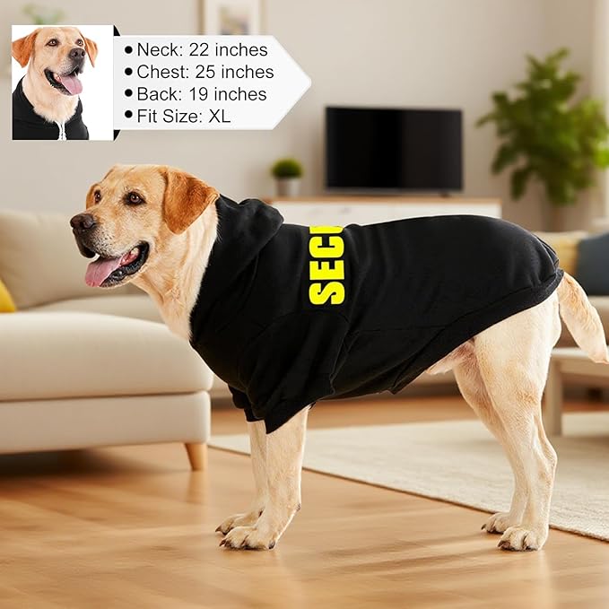 EXPAWLORER Security Dog Hoodie Puppy Sweater - Dog Sweatshirt Soft Fleece Lined Pet Clothes, Cold Weather Hooded Jacket Coat Keep Warm for Small Medium Large Dogs, 4X-Large