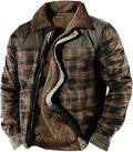 LOAIHA Men's Western Aztec Vintage Print Sherpa Fleece Lined Jackets Casual Zipper Winter Warm Jacket Coats