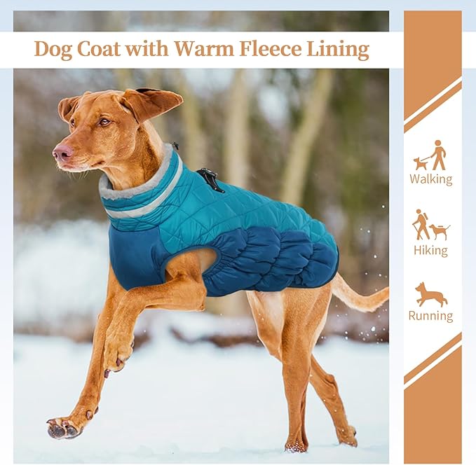 Dog Coats for Large Dogs,XL Dog Coat,Warm Fleece Winter Coat with D-Ring,Back Zipper Pet Jacket for Large Dogs,Waterproof Pet Snow Jacket Clothes Snowsuit Beagle Corgi Border Collie,XL
