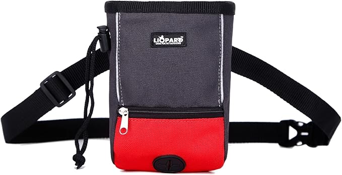 LIOPARD Treat Training Pouch for Dogs, Pet Treat Pouch, Dog Treat Pouches, Dog Treat Bag, Dog Training Treat Bag, Slanted Opening, Ideal for Dog Walking & Training (red)