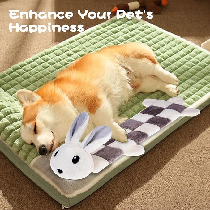 Mihachi Dog Squeaky Toys 16 Squeakers for Aggressive Chewers, Tough Interactive Tug of War Dog Toy-Squeaky Chew Toy for Small,Medium,Large Breed No Stuffing Rabbit Toy, Fun Long Toys 22.8 Inches