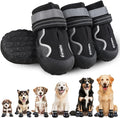 Dog Shoes for Large Small Medium Dogs,Dog Booties for Indoor Hardfloors Anti-Slip,Reflective Strip Waterproof Dog Boots & Paw Protectors for Outdoor Walking Hot Pavement,Winter Snow (Black-6)
