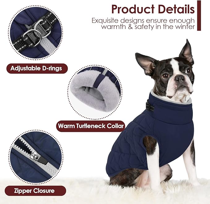 AOFITEE Winter Jacket for Extra Large Dogs, Warm Turtleneck Dog Coat with Back Zipper, Waterproof Dog Puffer Coat for Large Dogs,Winter Jacket Warm Snowsuit for Border Collie, Golden Retriever