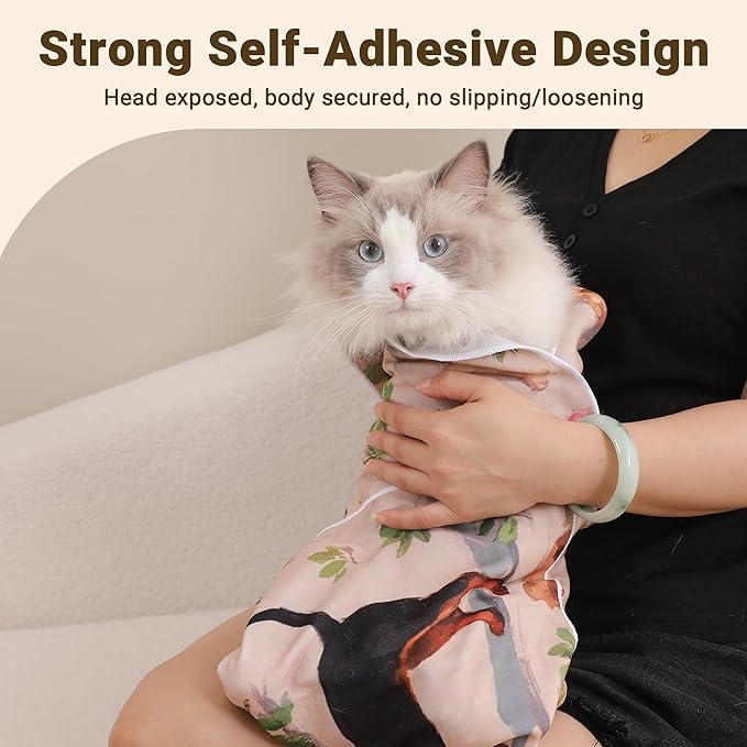 Cat Grooming Wrap Cat Wrap for Cutting Nails, 31.5" Cat Wrap for Grooming, Cat Restraint for Nail Clipping, Multifunctional Swaddle Wrap Pet Tool, Cat Burrito Wrap