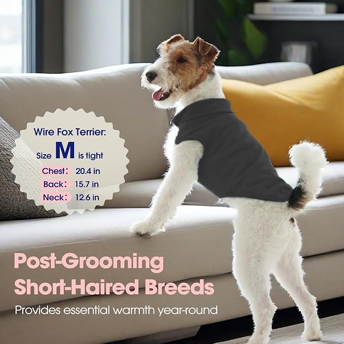 FUAMEY Dog Fleece Vest for Large Dogs,Warm Stretchy Dog Sweatshirts Pullover with Leash Hole Dogs Sweater Soft Pet Turtleneck Cozy Pet Vest Lightweight Sleeveless Grey XL