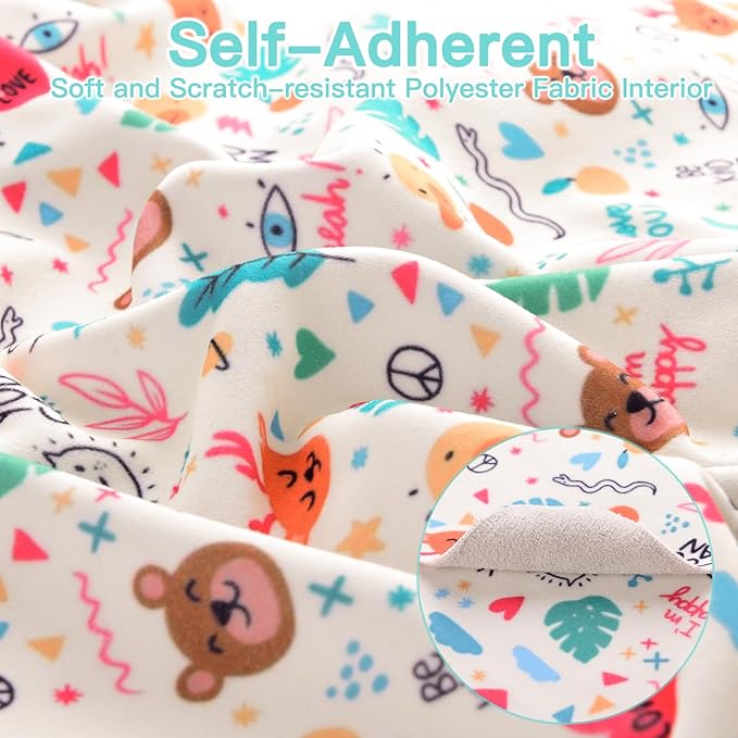 17.7" Cat Grooming Wrap, Cat Wrap for Cutting Nails, Self-Adherent Fabric Wrap for Cats, Cat Burrito Wrap Anti-Scratch, Anti-Escape, Multifunctional Swaddle Wrap Pet Tool (Funny Bear, Medium)