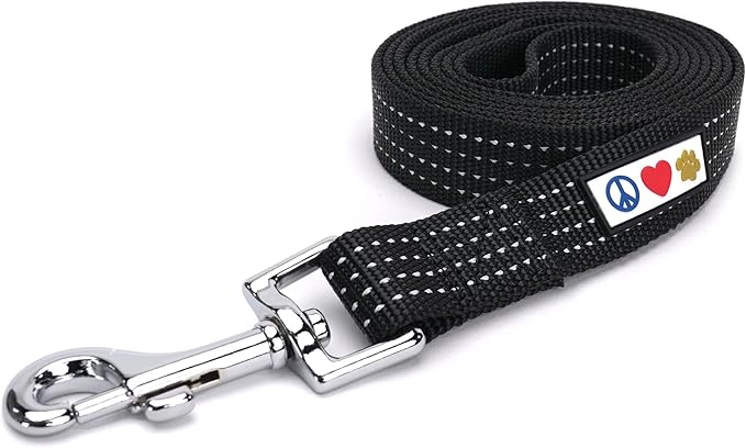 Pawtitas Pet / Puppy 6 - feet Reflective Dog Leash Extra Small / Small 5/8 inch Black Matching Collar and Harness sold separately.