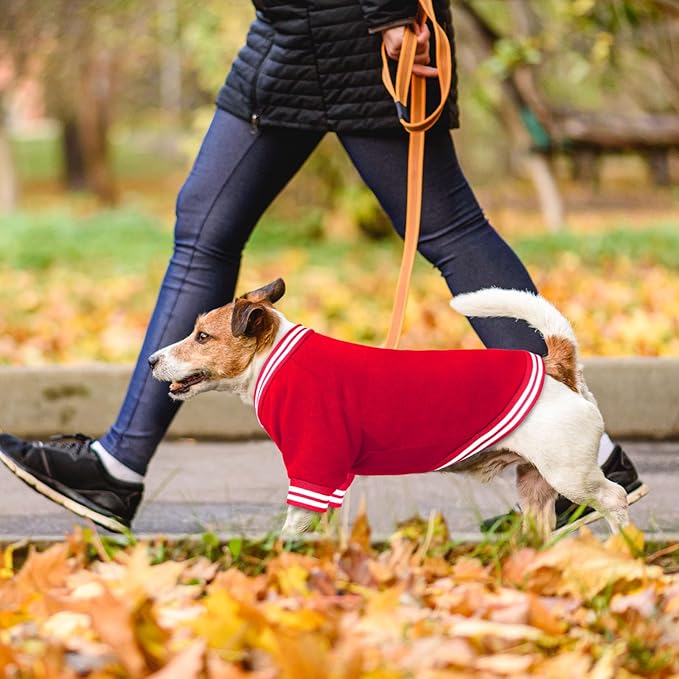 Dog Sweaters for Large Dogs, Brushed Fleece Dog Sweater Baseball Jacket Large Pet Sweater Clothes Soft Warm Boy Girl Pet(Red-XL)
