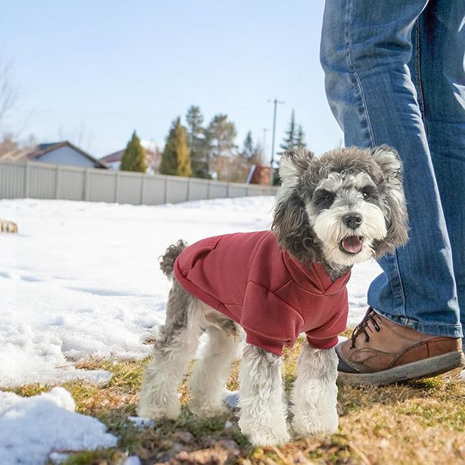 SCENEREAL Dog Hoodie Sweaters for Small Medium Large Size Dogs, Fleece Dog Sweatshirt with Hat and Pocket,Soft Cold Winter All Weather Dog Clothes for S to XL Sized Dogs, Burgundy L
