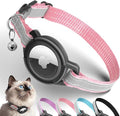 Airtag Cat Collar Breakaway, Odokele Reflective Cats Collars with Apple Air Tag Holder for Kitten, Cat GPS Tracker Adjustable Collars with Safety Quick Release Buckle for Kitties and Puppies - Pink