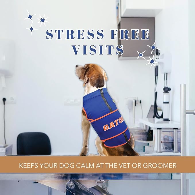 NCAA Florida Gators Dog Anxiety Shirt Calming Soothing Vest, for Dogs & Cats with Anxiety, Fears, Fireworks, Loud Noises, Dark, Lonely Keeps Dogs Calm & Feeling Safe, Relaxing Jacket, Small