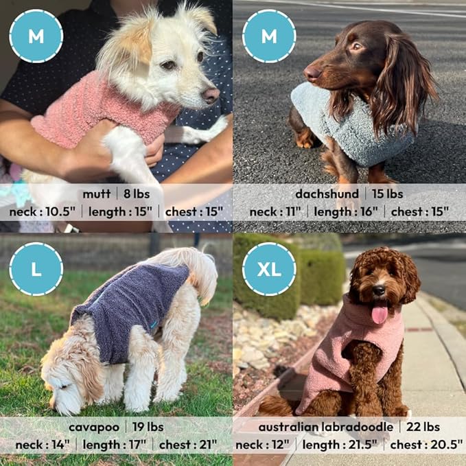 Gooby Sherpa Vest Dog Sweater - Stone Blue, X-Small - Warm Fuzzy Fleece Step in Dog Jacket Without Ring Leash for Small to Medium Dogs