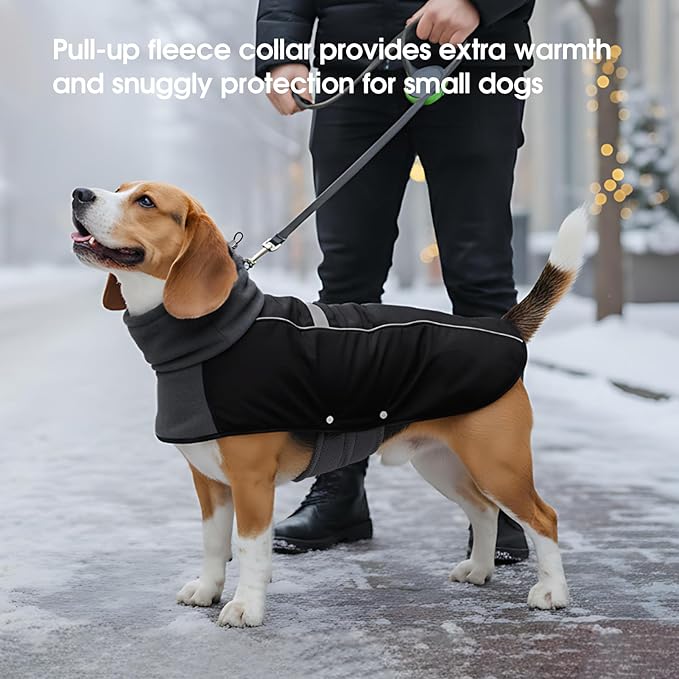 ASENKU Dog Coat, Dog Winter Jackets with Fleece Turtleneck, Windproof, Reflective Pet Snow Jacket Doggie Vest for Cold Weather, Coats for Medium Dogs, Black, M