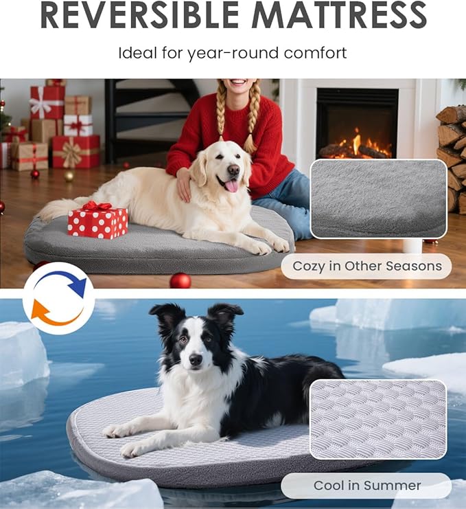 Orthopedic Dog Bed for Small Medium Size Dogs, Pet Sofa Bed with Egg Crate Foam, 4-Sided Bolster, Reversible Mattress, Removable Washable Cover & Anti-Slip Bottom, Dark Gray