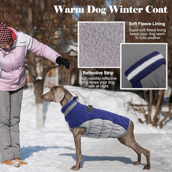 Lelepet Dog Coat Warm Dog Winter Coat Waterproof Dogs Jacket with Harness Built in Reflective Pet Fleece Vest Zip-Up Cold Weather Coats for Small Dogs Turtleneck & Windproof Coats Yorkie Blue S