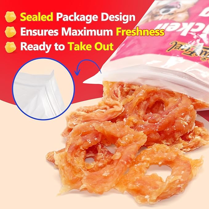 Dog Treats Chicken Jerky Rings High Protein Taurine-Rich Perfect for Chewing Training Rewarding Small, Medium, and Large Dogs,14.11 Oz