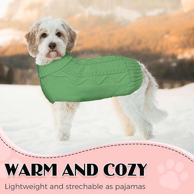 Dog Sweaters for Small Medium Large Dogs Girl, Soft Warm Turtleneck Pup Dogs Shirt, Double Knitting Collar for Outdoor Playing, Warm Dog Clothes (M,Green)