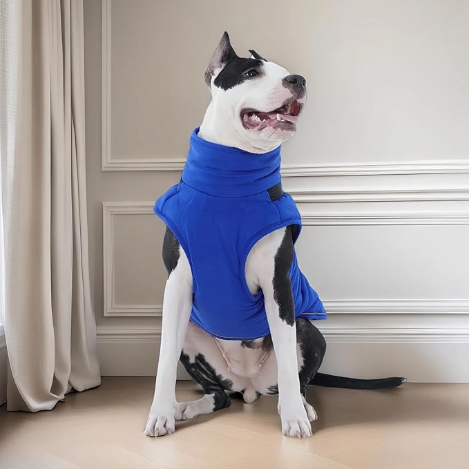 Kuoser Dog Jacket, Warm Dog Coat with Harness Built in for Small Dogs, Puppy Winter Jacket Pet Clothes for Cold Weather, Windproof Doggie Winter Vest for Pug Dachshund, Blue S