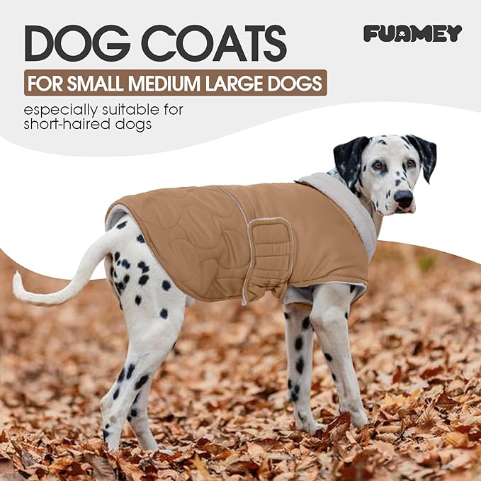 FUAMEY Winter Warm Turtleneck Coat - Thick Waterproof Fleece - Dog Snowsuit for Small to Large Dogs