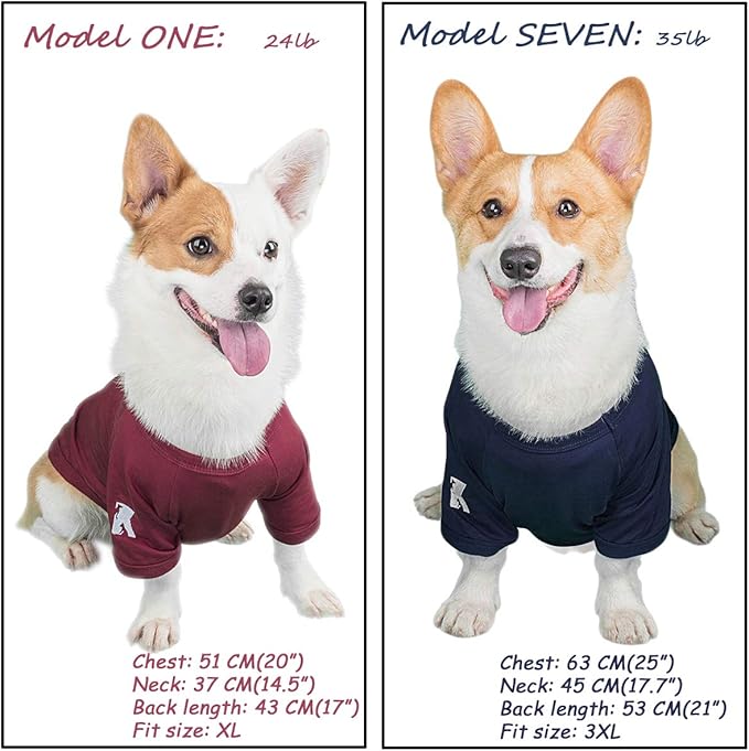 Koneseve Dog Shirts Soft Cotton Dog Clothes Stretchy T-Shirt for Small Medium Large Dogs Cat Shirt Breathable Puppy Outfit Kitten Apparel Pet Pullover Tee Blank Basic Sweatshirt 2-Pack Blue & Red XS