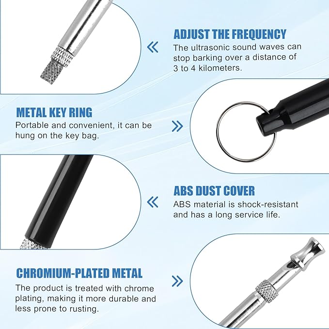 Dog Whistle, 2Pcs Dog Whistle to Stop Barking Neighbors Dog - Adjustable Ultrasonic to Stop Barking and Recall Training with Lanyard (Black and White)