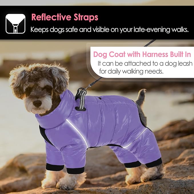 AOFITEE Dog Coat, Waterproof Dog Winter Jacket, Warm Fullbody Small Dogs Snowsuit, Winter Coat for Small Dogs, Zip Up Pet Puffer Jacket Fleece Vest, Outdoor Reflective Pet Snow Jackets, XL