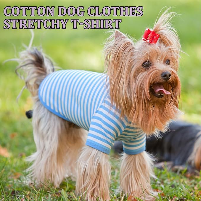 Geyoga 6 Pieces Dog Striped T-Shirt Cotton Breathable Pet Apparel Colorful Puppy Sweatshirt Clothes for Small to Medium Dogs Puppy(Gentle Color,S)