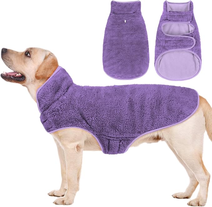 Malier Dog Winter Coat, Reversible Fleece Dog Cold Weather Coats, Windproof Warm Snow Puppy Jacket Vest Pet Clothes for Small Medium Large Dogs (Purple, X-Large)