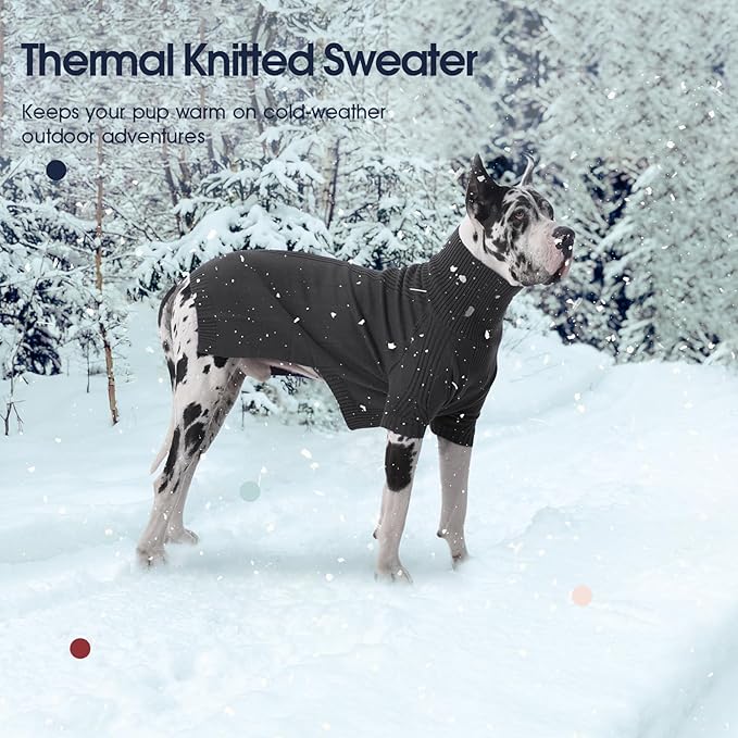 IECOii Dog Sweaters for Medium Dogs Girl Boy,Holiday Knit Doggy Sweatshirt with Sleeve,Turtleneck Thick Warm Dog Sweaters for Winter,Pullover Knitwear for French Bulldog,Boston Terrier (Grey, L)