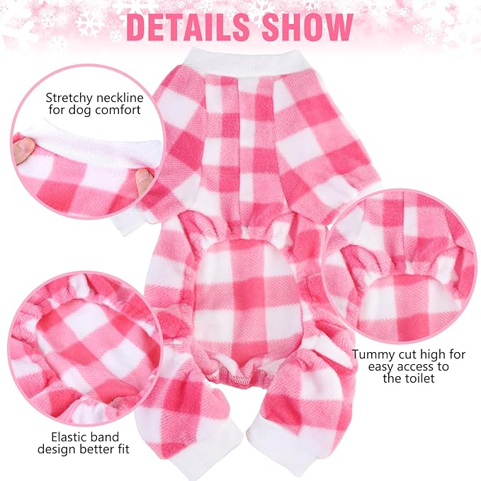 SCENEREAL Dog Pajamas for Medium Dogs Girl - Soft Warm Pet Sweater Clothes, Pink Puppy Onesie Outfits for Doggie Winter Christmas Thanksgiving - Dog Jammies Pjs
